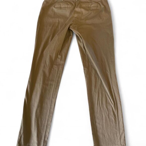 Tan khaki low-rise straight-leg Michael Kors trousers with a front zippers - Picture 3 of 3